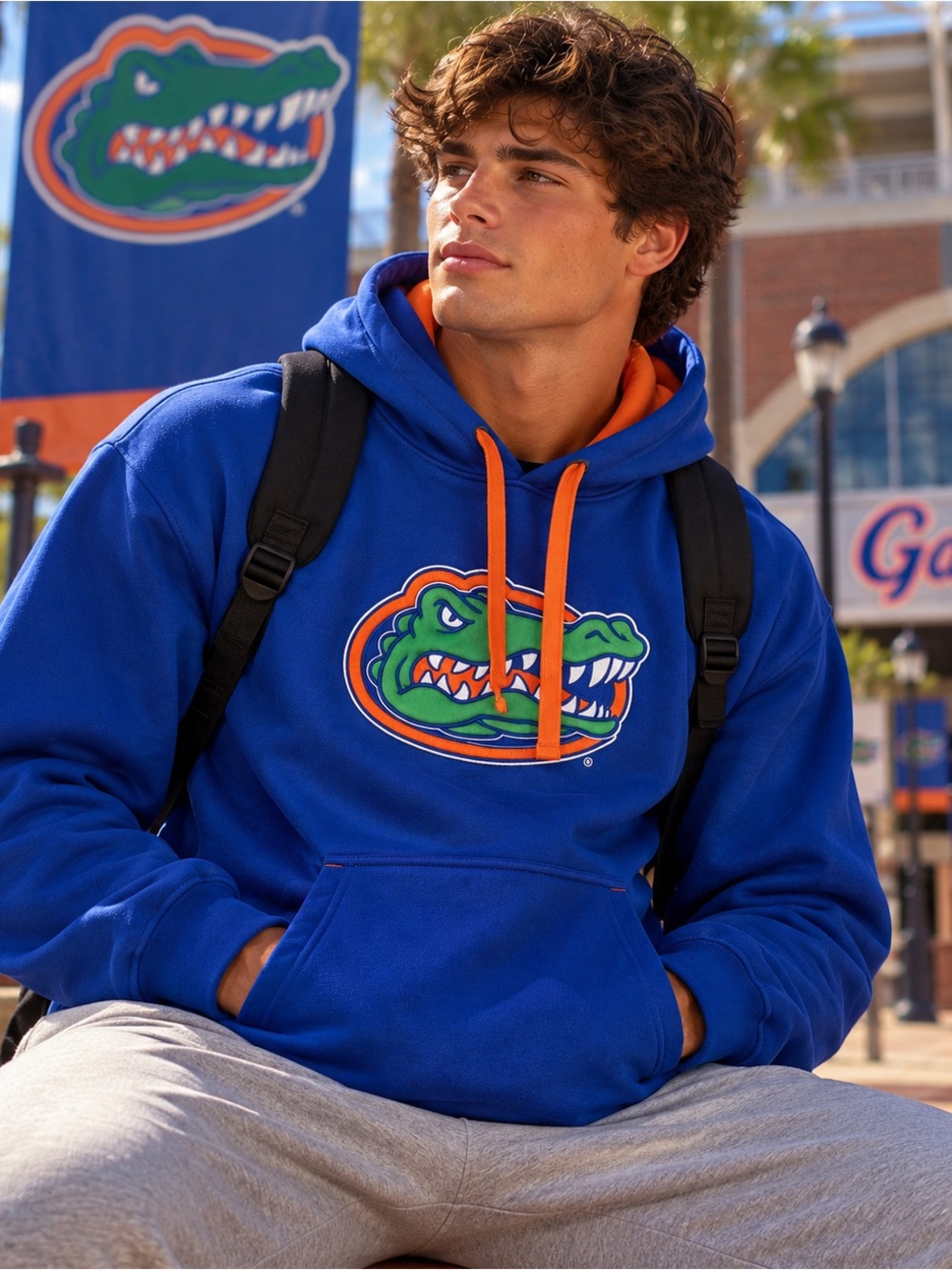 Champion Florida Gators Hoodie Men’s M Blue Orange NCAA Pullover